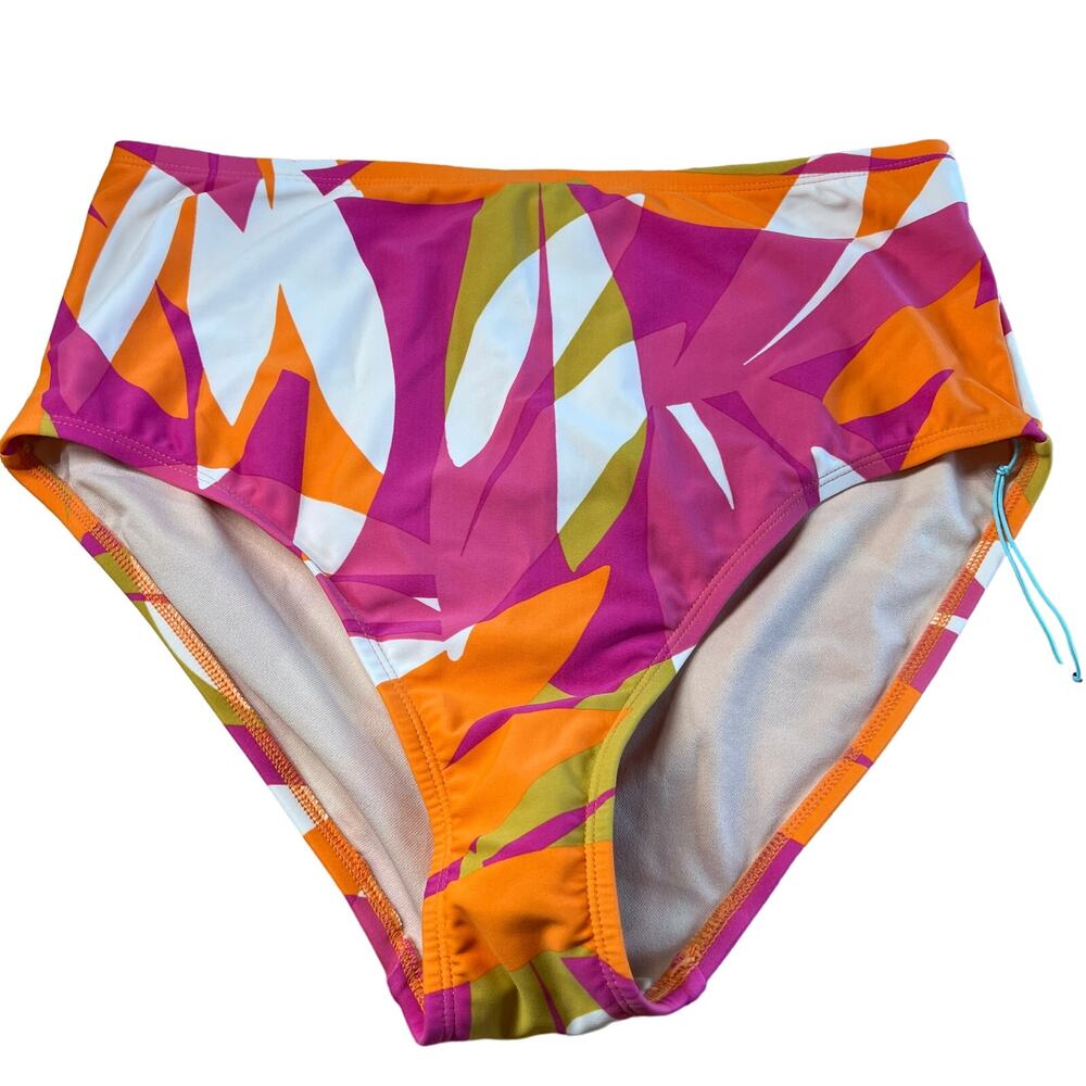 Kona Sol Women's Pink Abstract Print High Waist Bikini Bottom - 3X - NWT